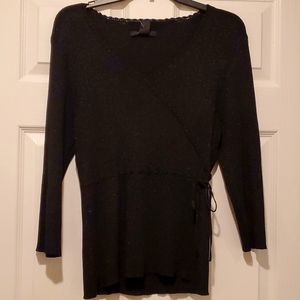Black metallic v-cut sweater